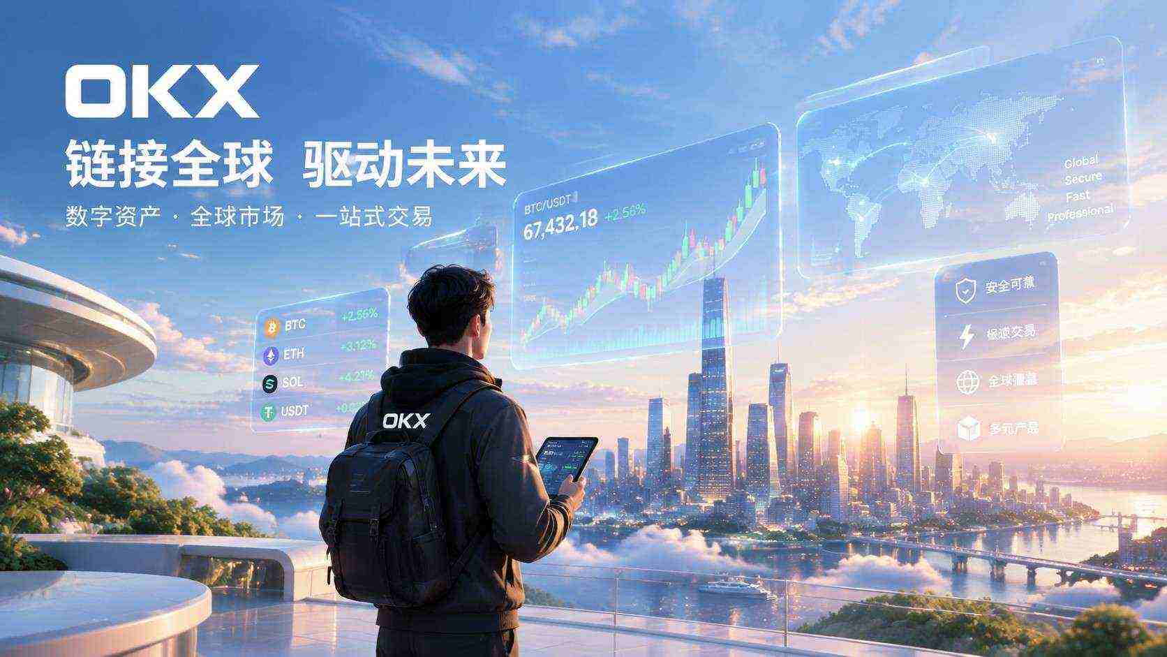 OK 交易平台官方客户端下载入口 支持数字资产实时交易与资产管理手机端首页界面展示